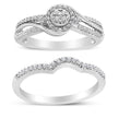 .925 Sterling Silver 1/3 Cttw Composite Diamond Frame Bypass Bridal Set Ring and Band (I-J Color, I2-I3 Clarity) - Ring Size 7 - Rings - Custom Crafting Alliance, LLC