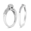 .925 Sterling Silver 1/3 Cttw Composite Diamond Frame Bypass Bridal Set Ring and Band (I-J Color, I2-I3 Clarity) - Ring Size 7 - Rings - Custom Crafting Alliance, LLC
