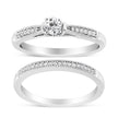 .925 Sterling Silver 1/3 Cttw Diamond Classic Engagement Ring Bridal Set with Milgrain (I-J Color, I3 Clarity) - Ring Size 7 - Rings - Custom Crafting Alliance, LLC