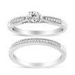 .925 Sterling Silver 1/3 Cttw Diamond Classic Engagement Ring Bridal Set with Milgrain (I-J Color, I3 Clarity) - Ring Size 7 - Rings - Custom Crafting Alliance, LLC