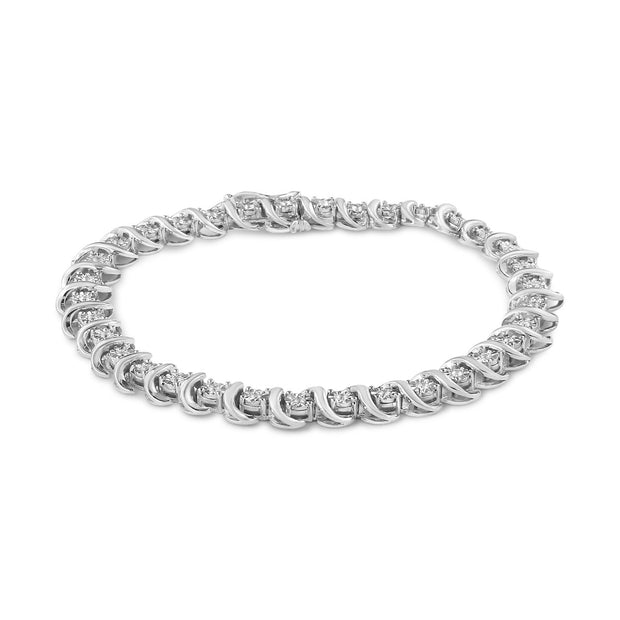 .925 Sterling Silver 1/3 Cttw Miracle-Set Diamond "S" Link Tennis Bracelet (I-J Color, I3 Clarity) - Size 7.25" - Bracelets - Custom Crafting Alliance, LLC