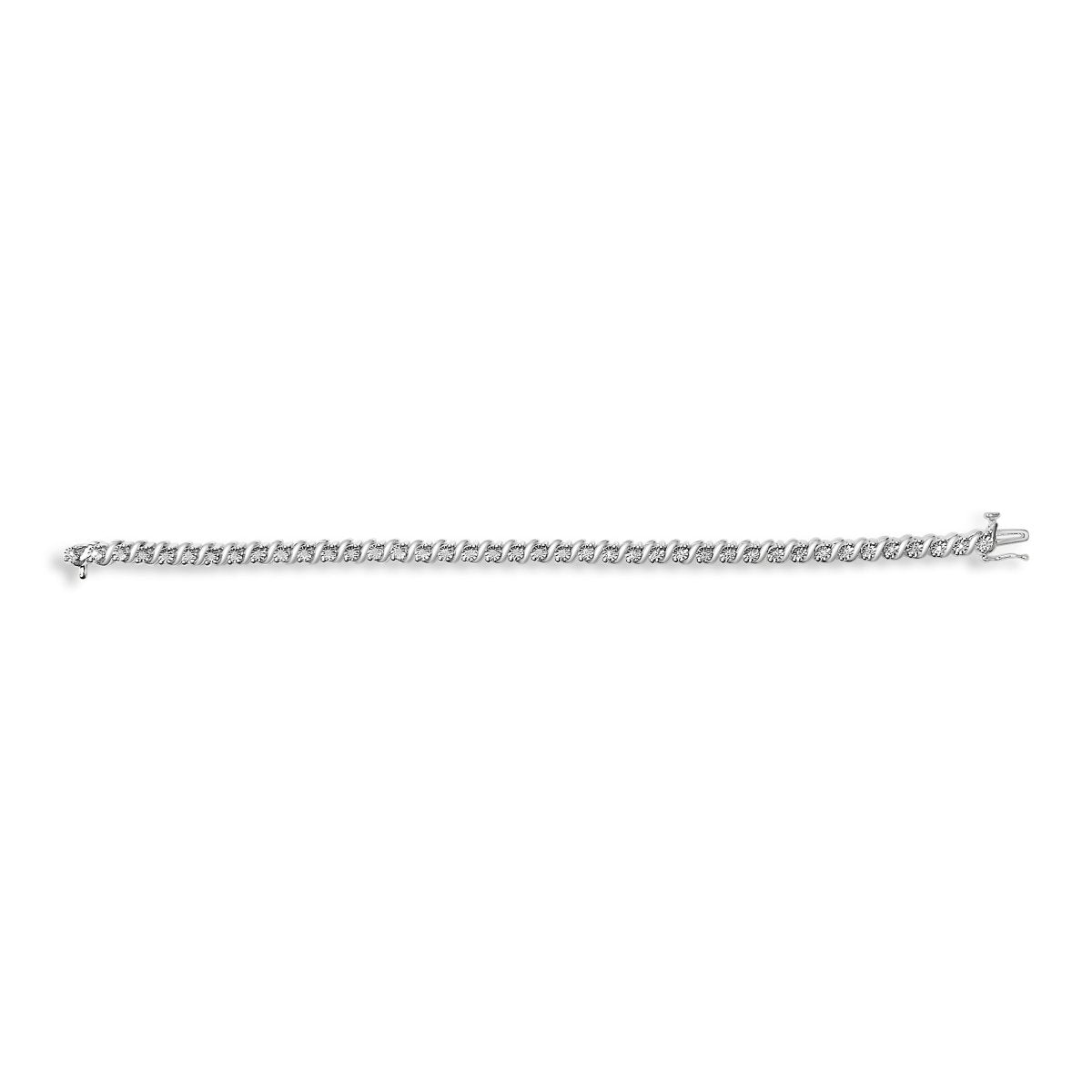 .925 Sterling Silver 1/4 Cttw Diamond Station and S Link Bracelet - Bracelets - Custom Crafting Alliance, LLC