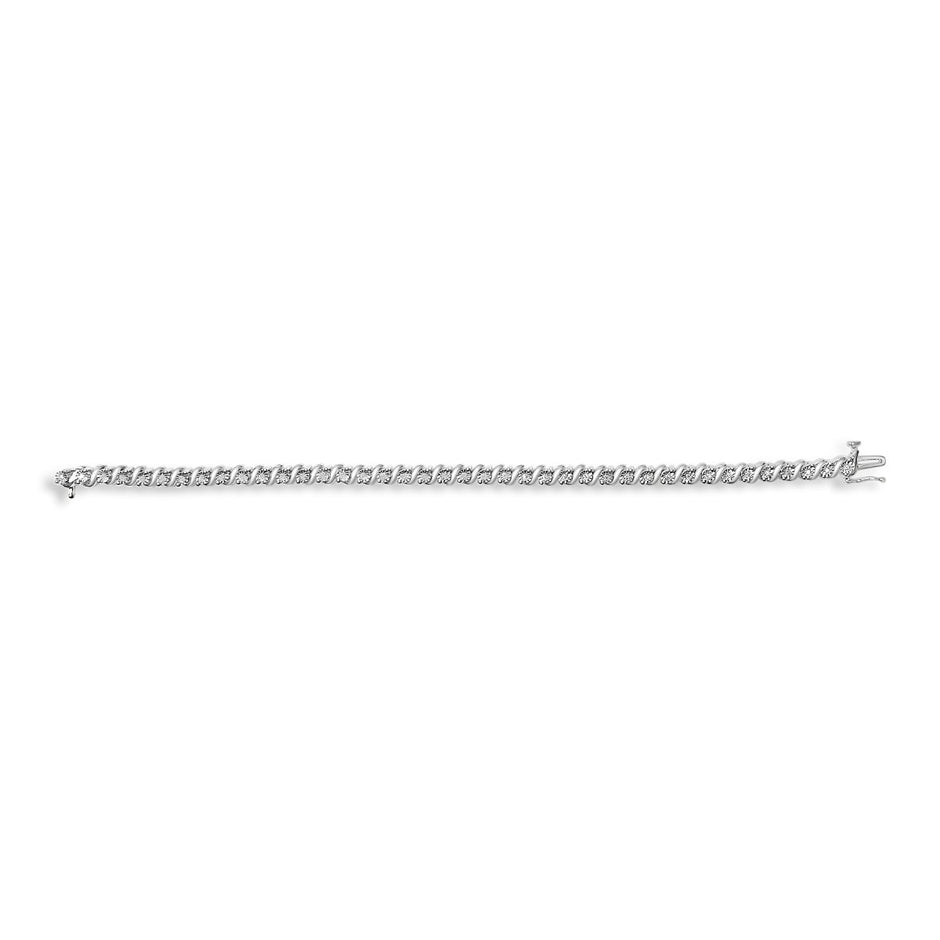 .925 Sterling Silver 1/4 Cttw Diamond Station and S Link Bracelet - Bracelets - Custom Crafting Alliance, LLC