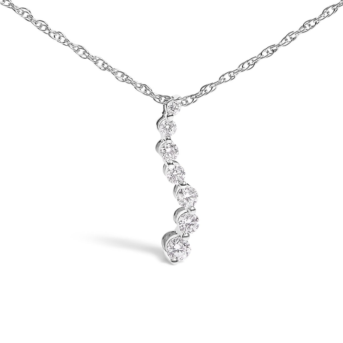 .925 Sterling Silver 1/4 Cttw Lab Grown Diamond Journey Pendant Necklace - 18