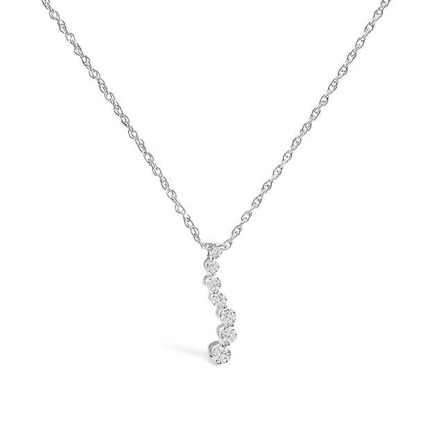 .925 Sterling Silver 1/4 Cttw Lab Grown Diamond Journey Pendant Necklace - 18" Inches - Necklaces - Custom Crafting Alliance, LLC