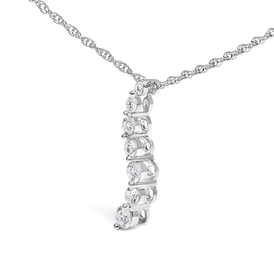 .925 Sterling Silver 1/4 Cttw Lab Grown Diamond Journey Pendant Necklace - 18