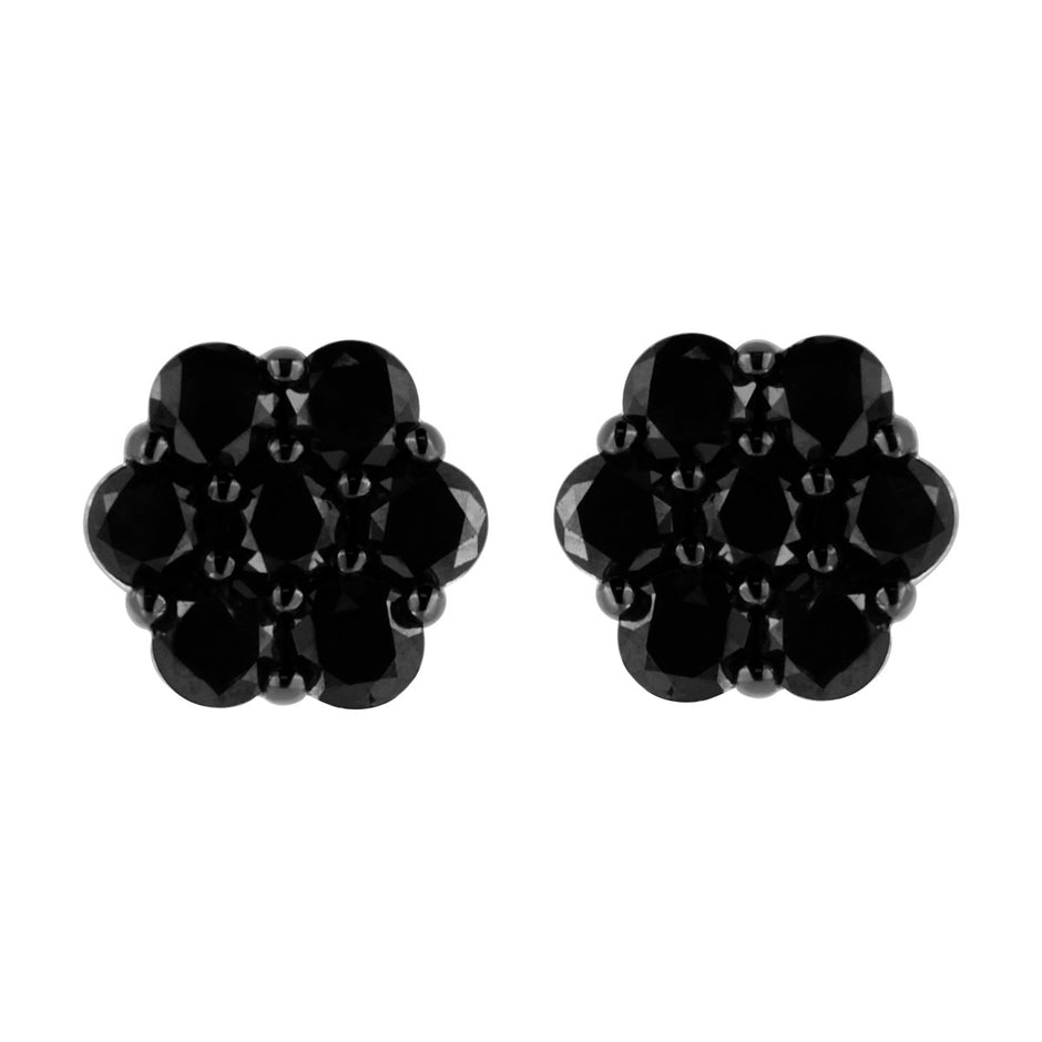 .925 Sterling Silver 1/4 Cttw Treated Yellow Diamond Floral Stud Earrings (Yellow Color, I1-I2 Clarity) - Earrings - Custom Crafting Alliance, LLC