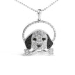 .925 Sterling Silver 1/4 Cttw White and Black Diamond Beagle Dog and Bone Pendant Necklace (I-J Color, I2-I3 Clarity) - 18