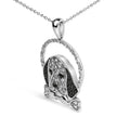 .925 Sterling Silver 1/4 Cttw White and Black Diamond Beagle Dog and Bone Pendant Necklace (I-J Color, I2-I3 Clarity) - 18