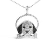 .925 Sterling Silver 1/4 Cttw White and Black Diamond Beagle Dog and Bone Pendant Necklace (I-J Color, I2-I3 Clarity) - 18