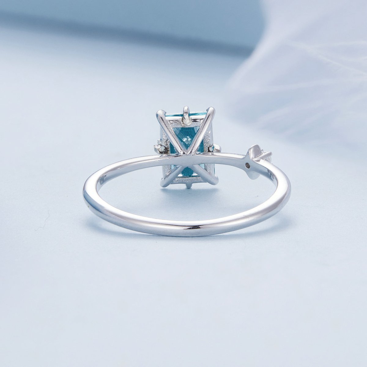 925 Sterling Silver 1.40mm Width CZ & Glass Ring Size 6 for Women - Rings - Custom Crafting Alliance, LLC