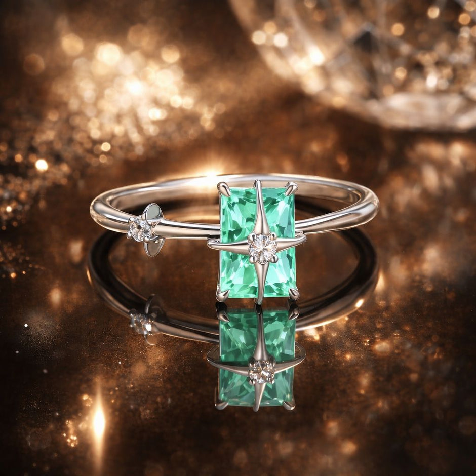 925 Sterling Silver 1.40mm Width CZ & Glass Ring Size 6 for Women - Rings - Custom Crafting Alliance, LLC