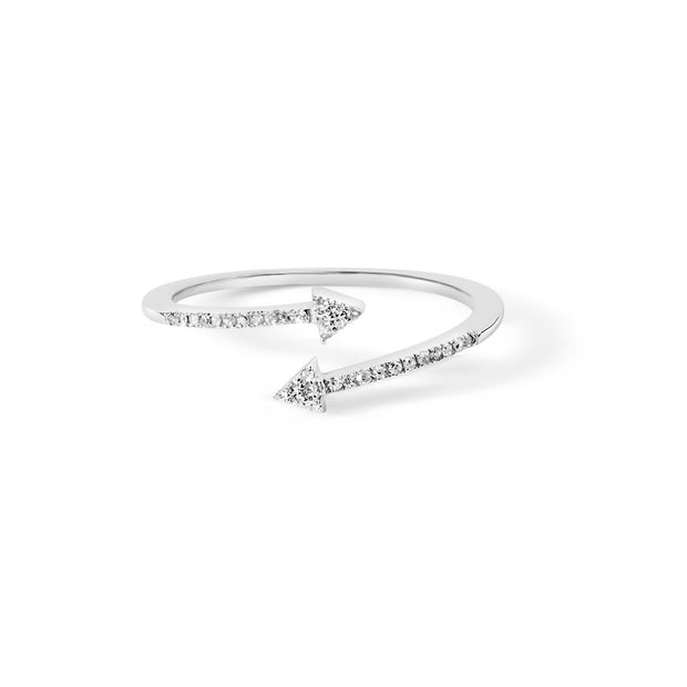 .925 Sterling Silver 1/5 Cttw Diamond Double Arrowhead Open Ring (I-J Color, I2-I3 Clarity) - Ring Size 6 - Rings - Custom Crafting Alliance, LLC