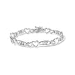 925 Sterling Silver 1/5 Cttw Diamond Double Heart Link Bracelet (I-J Color, I3 Clarity) - 7.25