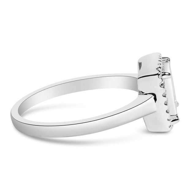 .925 Sterling Silver 1/5 Cttw Invisible Set Princess Cut Diamond Promise Ring with Beaded Halo (H-I Color, I1-I2 Clarity) - Ring Size 7 - Rings - Custom Crafting Alliance, LLC