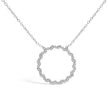 .925 Sterling Silver 1/7 Cttw Lab Grown Diamond Beaded Love Circle Pendant Necklace - Size 18 Inches - Necklaces - Custom Crafting Alliance, LLC