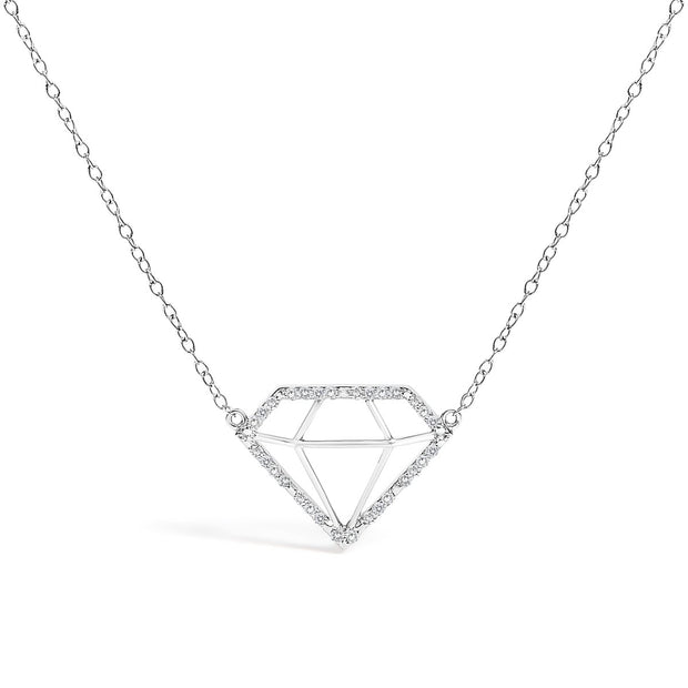 .925 Sterling Silver 1/7 Cttw Lab Grown Diamond Diamond Shaped Pendant Necklace - Size 18 Inches - Necklaces - Custom Crafting Alliance, LLC