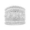 .925 Sterling Silver 2.0 Cttw Diamond Edge Multi-Row Ring Band ( J-K Color, I3 Clarity) - Ring Size 7 - Rings - Custom Crafting Alliance, LLC