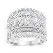 .925 Sterling Silver 2.0 Cttw Diamond Edge Multi-Row Ring Band ( J-K Color, I3 Clarity) - Ring Size 7 - Rings - Custom Crafting Alliance, LLC