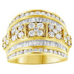 .925 Sterling Silver 2.0 Cttw Round & Baguette Cut Diamond Multi-Row Channel Set Tapered Cocktail Fashion Ring (I-J Color, I3 Clarity) - Size 7 - Rings - Custom Crafting Alliance, LLC