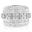 .925 Sterling Silver 2.0 Cttw Round & Baguette Cut Diamond Multi-Row Channel Set Tapered Cocktail Fashion Ring (I-J Color, I3 Clarity) - Size 7 - Rings - Custom Crafting Alliance, LLC