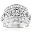 .925 Sterling Silver 2.0 Cttw Round & Baguette Cut Diamond Multi-Row Channel Set Tapered Cocktail Fashion Ring (I-J Color, I3 Clarity) - Size 7 - Rings - Custom Crafting Alliance, LLC