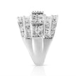 .925 Sterling Silver 2.0 Cttw Round & Baguette Cut Diamond Multi-Row Channel Set Tapered Cocktail Fashion Ring (I-J Color, I3 Clarity) - Size 7 - Rings - Custom Crafting Alliance, LLC