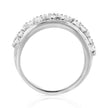 .925 Sterling Silver 2.0 Cttw Round & Baguette Cut Diamond Multi-Row Channel Set Tapered Cocktail Fashion Ring (I-J Color, I3 Clarity) - Size 7 - Rings - Custom Crafting Alliance, LLC
