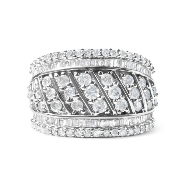 .925 Sterling Silver 2.00 Cttw Diamond Fashion Multi Row Cocktail Ring (H-I Color, I2-I3 Clarity) - Ring Size 7 - Rings - Custom Crafting Alliance, LLC