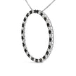 .925 Sterling Silver 3.0 Cttw Alternating Black and White Diamond Open Hoop Circle Pendant Necklace (H-I Color, I3 Clarity) - 18
