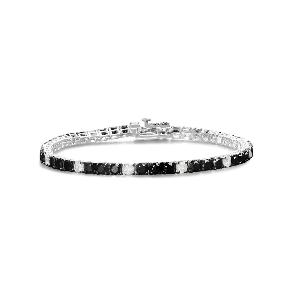 .925 Sterling Silver 3.0 Cttw Black and White Diamond Tennis Bracelet (I-J Color, I2-I3 Clarity) - 7.25" Inches - Bracelets - Custom Crafting Alliance, LLC