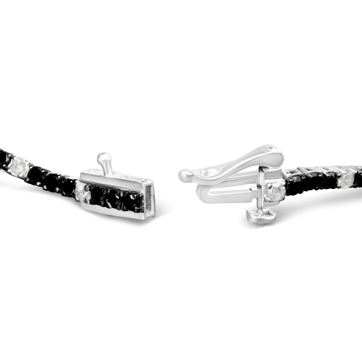 .925 Sterling Silver 3.0 Cttw Black and White Diamond Tennis Bracelet (I-J Color, I2-I3 Clarity) - 7.25