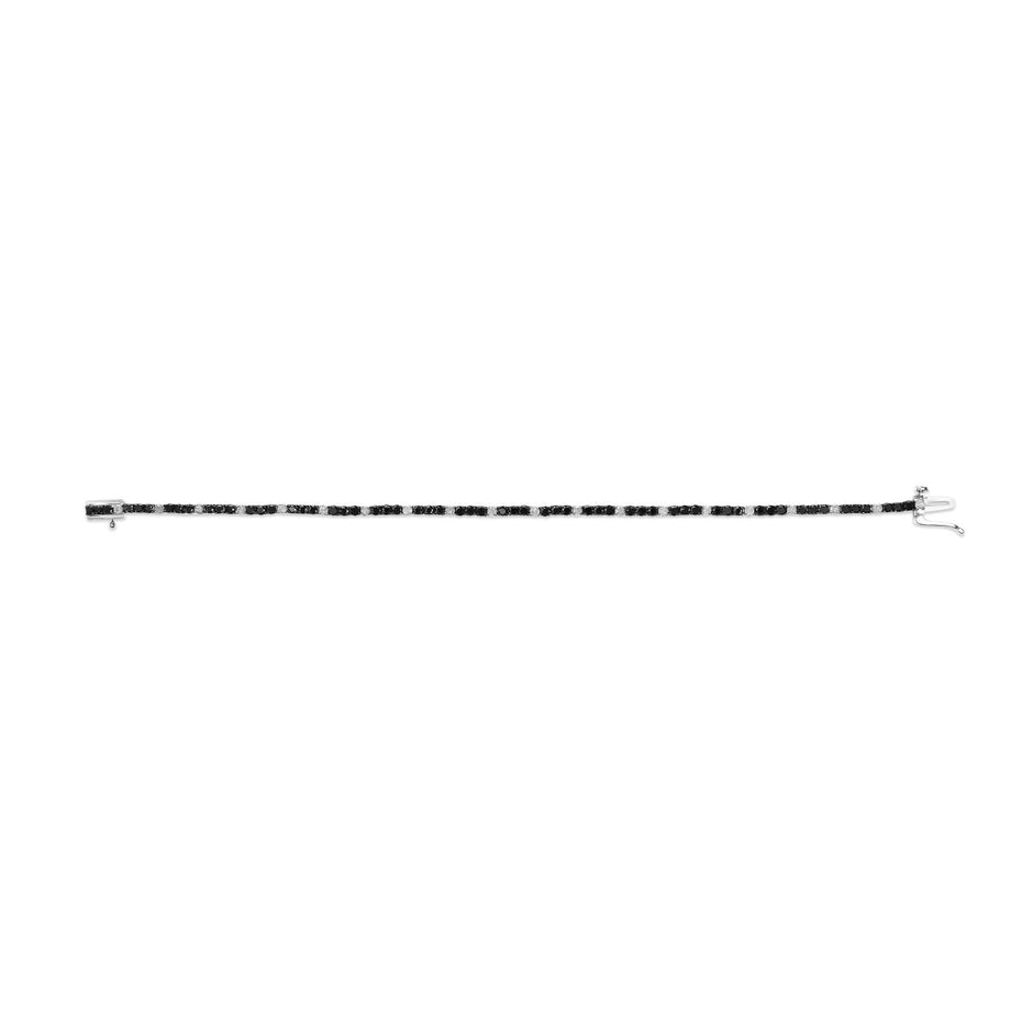 .925 Sterling Silver 3.0 Cttw Black and White Diamond Tennis Bracelet (I-J Color, I2-I3 Clarity) - 7.25