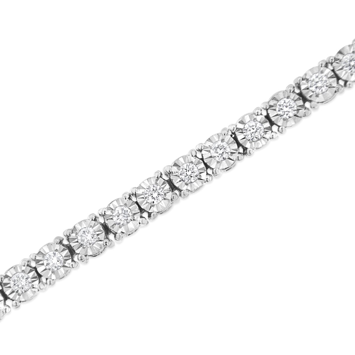 .925 Sterling Silver 3.0 Cttw Lab Grown Diamond Illusion-Set Miracle Plate Tennis Bracelet - Bracelets - Custom Crafting Alliance, LLC