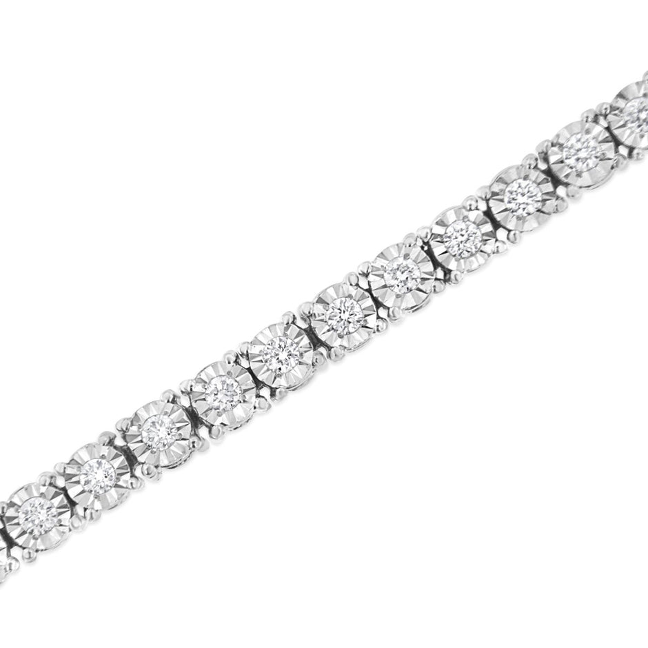 .925 Sterling Silver 3.0 Cttw Lab Grown Diamond Illusion-Set Miracle Plate Tennis Bracelet - Bracelets - Custom Crafting Alliance, LLC