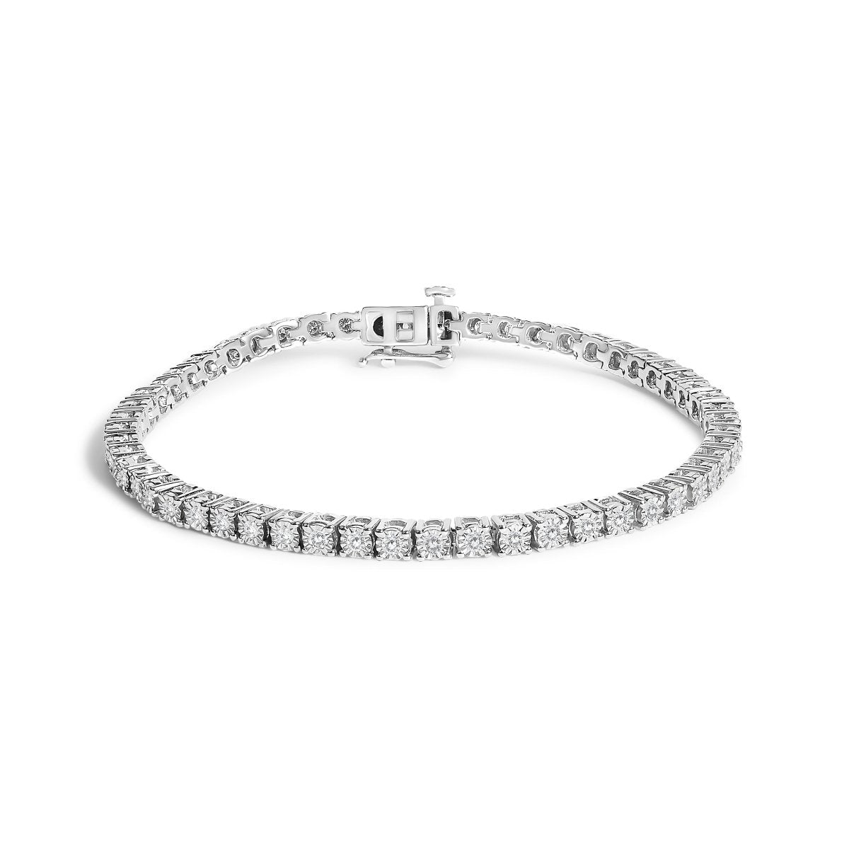 .925 Sterling Silver 3.0 Cttw Lab Grown Diamond Illusion-Set Miracle Plate Tennis Bracelet - Bracelets - Custom Crafting Alliance, LLC
