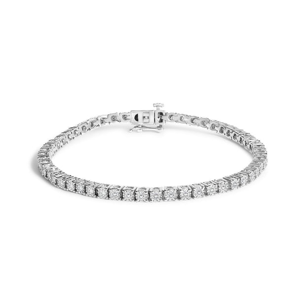.925 Sterling Silver 3.0 Cttw Lab Grown Diamond Illusion-Set Miracle Plate Tennis Bracelet - Bracelets - Custom Crafting Alliance, LLC