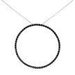 .925 Sterling Silver 4.0 Cttw Black Diamond Open Hoop Circle 18