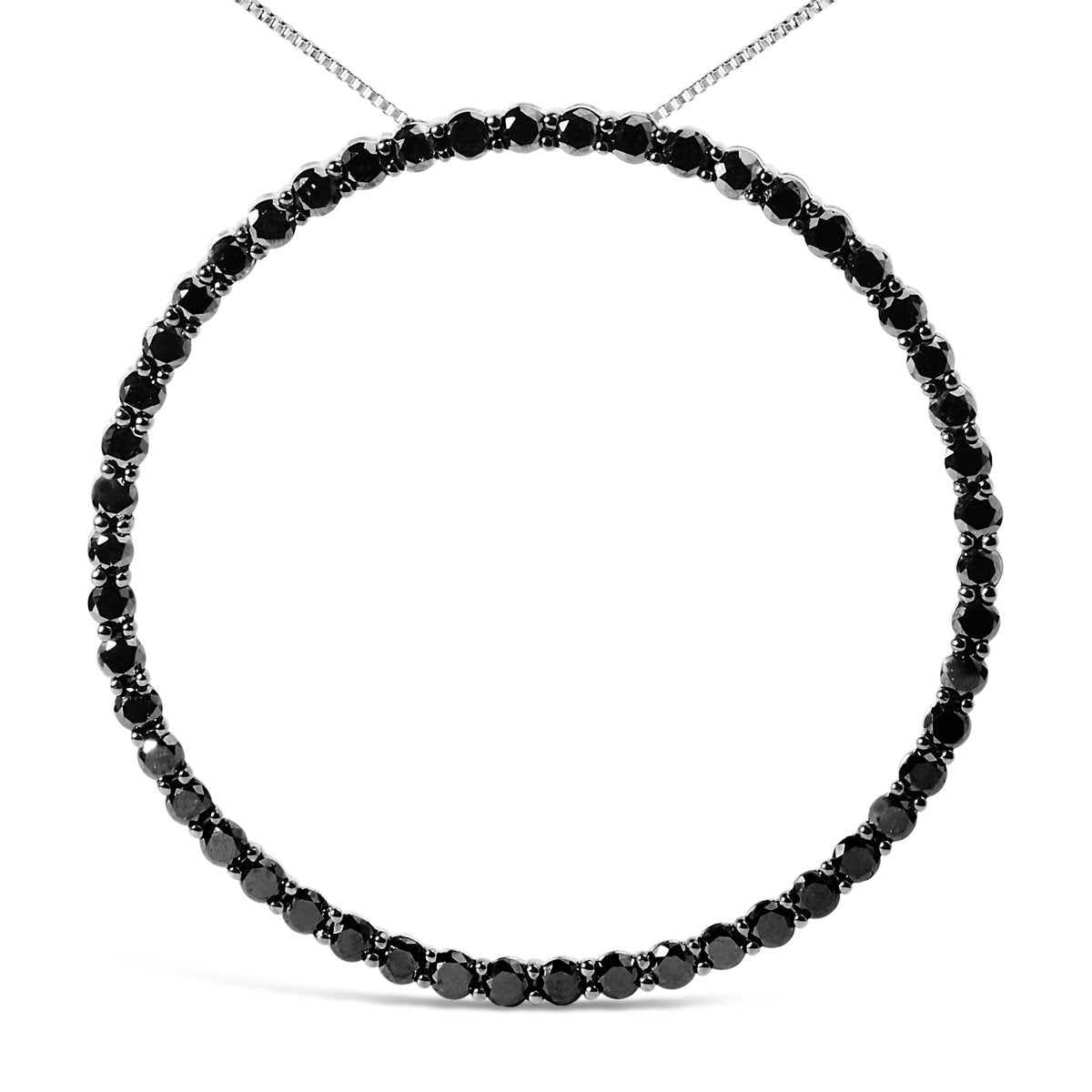 .925 Sterling Silver 4.0 Cttw Black Diamond Open Hoop Circle 18