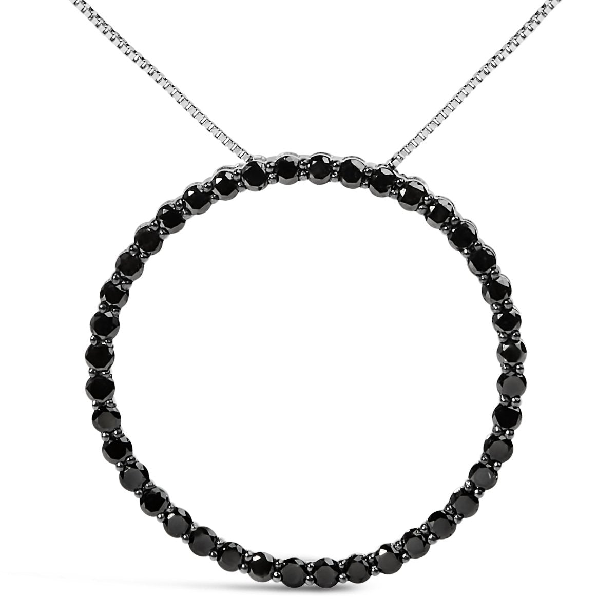 .925 Sterling Silver 4.0 Cttw Black Diamond Open Hoop Circle 18