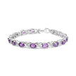 .925 Sterling Silver 7x5mm Oval Amethyst and Diamond Accent X-Link Bracelet (H-I Color, SI1-SI2 Clarity) - Size 7
