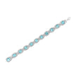 .925 Sterling Silver 7x7 mm Cushion Cut Blue Topaz and 1/10 Ctw Single Cut Diamond Square Shape Tennis Bracelet (I-J Color, I1-I2 Clarity) - 7