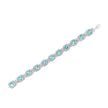 .925 Sterling Silver 7x7 mm Cushion Cut Blue Topaz and 1/10 Ctw Single Cut Diamond Square Shape Tennis Bracelet (I-J Color, I1-I2 Clarity) - 7