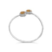 .925 Sterling Silver 8mm Cushion Cut Yellow Citrine Gemstone and Diamond Accent Split Bypass Bangle Bracelet (H-I Color, SI1-SI2 Clarity) - Fits up to 7.75