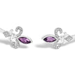 .925 Sterling Silver 8X4MM Marquise Purple Amethyst and Diamond Accent Fleur Di Lis Open Cuff Bangle (I-J Color, I1-I2 Clarity) - 7