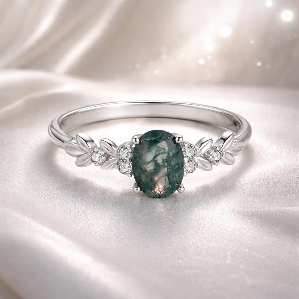 925 Sterling Silver Agate and CZ Pendant Ring Size 6 for Women - Rings - Custom Crafting Alliance, LLC