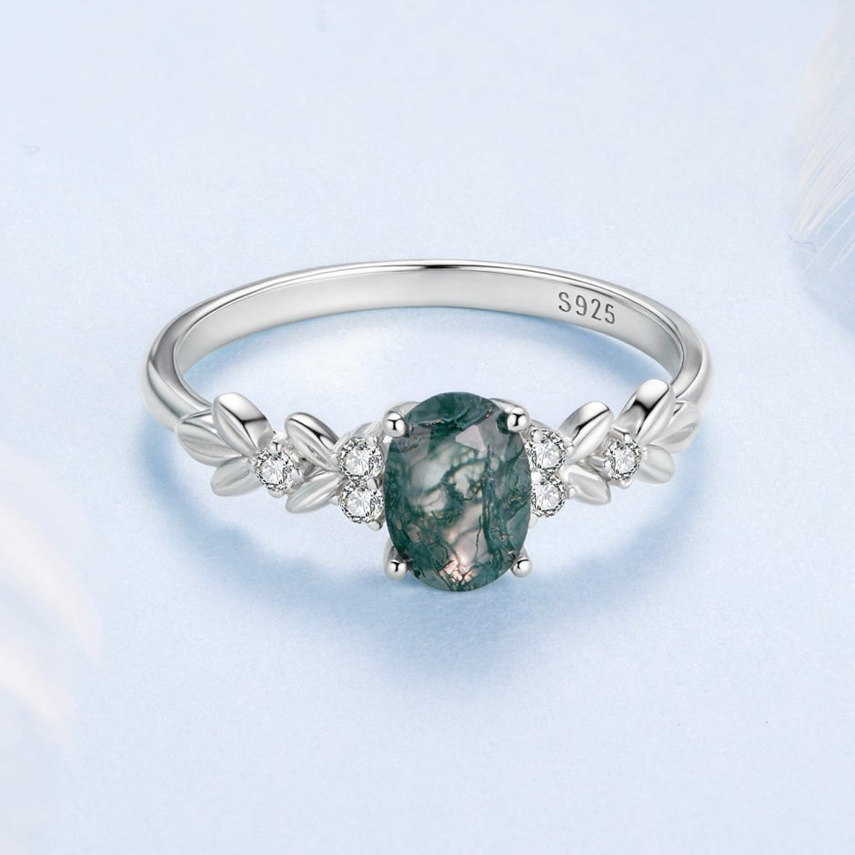 925 Sterling Silver Agate and CZ Pendant Ring Size 6 for Women - Rings - Custom Crafting Alliance, LLC