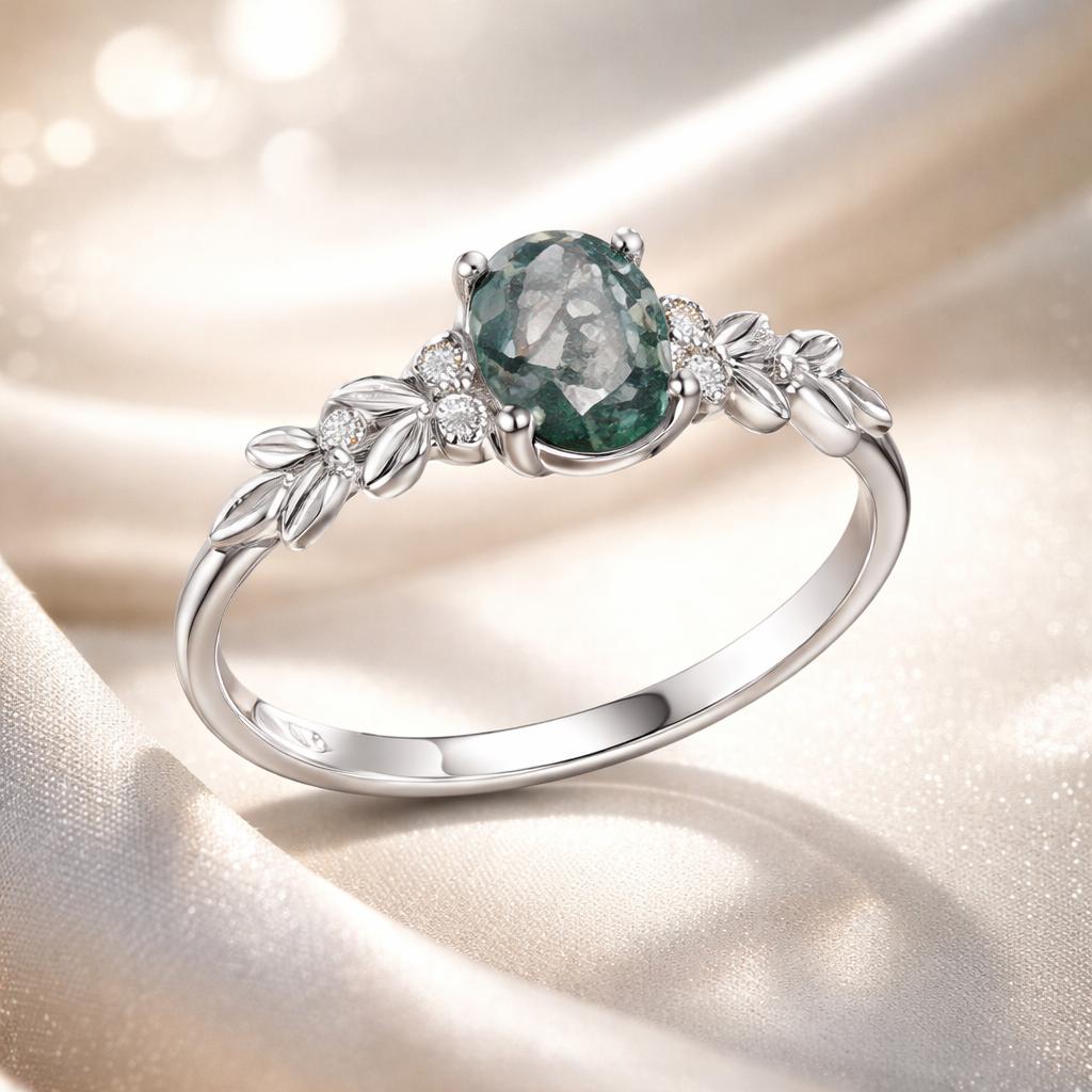925 Sterling Silver Agate and CZ Pendant Ring Size 6 for Women - Rings - Custom Crafting Alliance, LLC