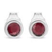 .925 Sterling Silver Bezel Set 3.5mm Created Red Ruby Gemstone Solitaire Stud Earrings - Earrings - Custom Crafting Alliance, LLC
