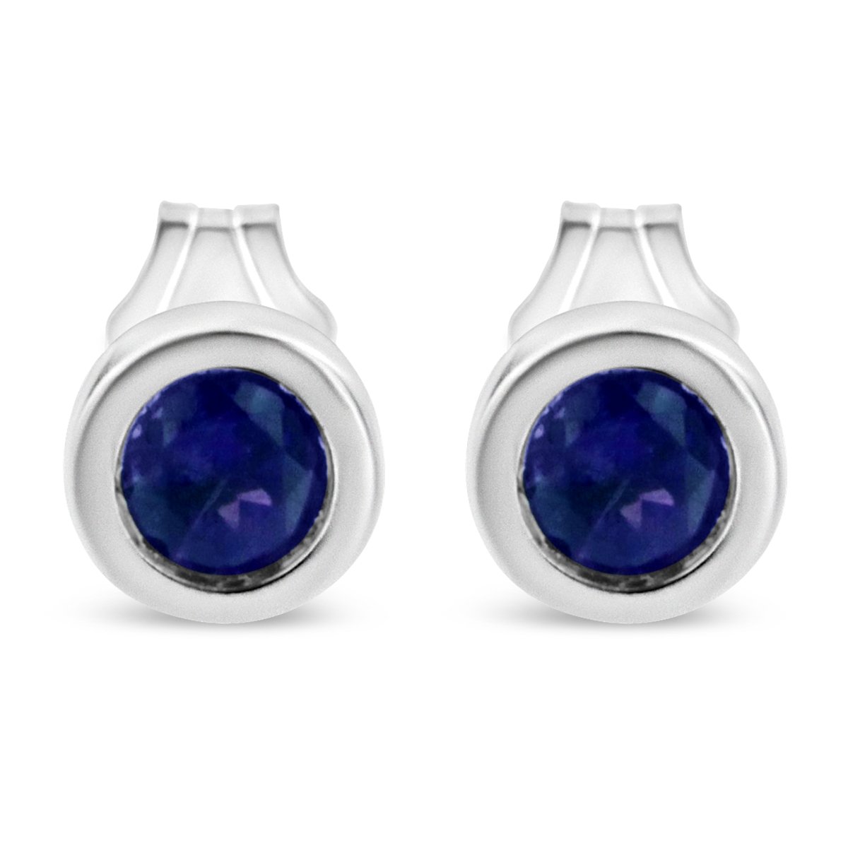 .925 Sterling Silver Bezel Set 3.5mm Created Red Ruby Gemstone Solitaire Stud Earrings - Earrings - Custom Crafting Alliance, LLC